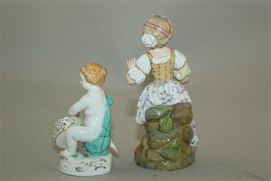 Two Meissen figures, late 19th and early 20th century, 9cm